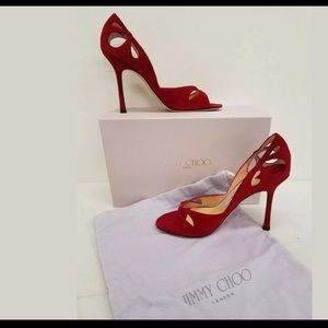 Jimmy Choo Always Ruby Suede Snakeskin Stiletto